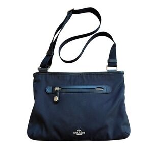 Coach Black Nylon Crossbody Bag Leather Trim Gold Hardware 36707 Messenger